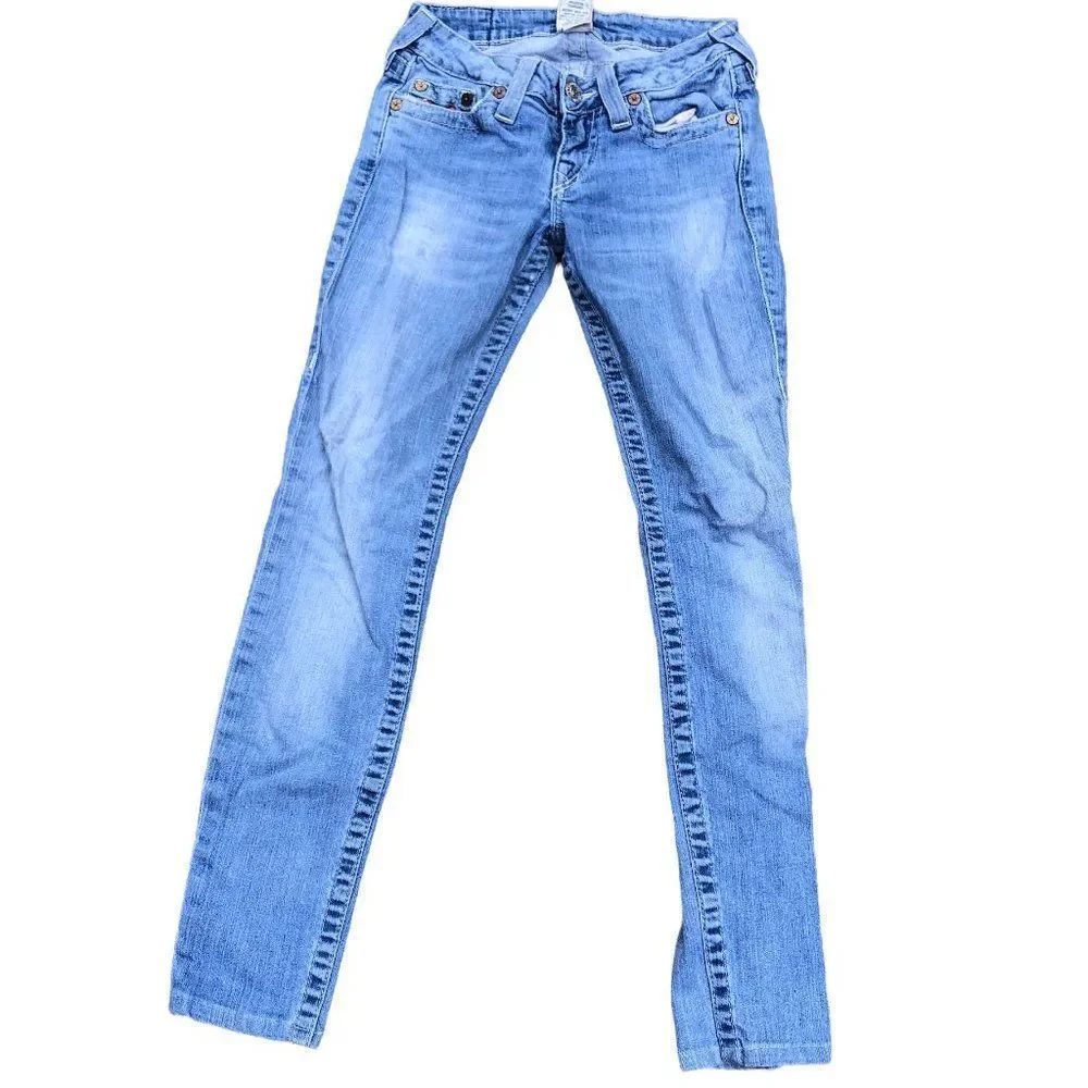 TRUE Religion Jeans Size 25 SKINNY Blue - Picture 3 of 6